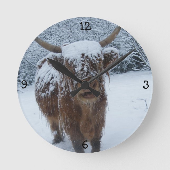 Highland Bull Round Clock Rund Klocka (Framsida)