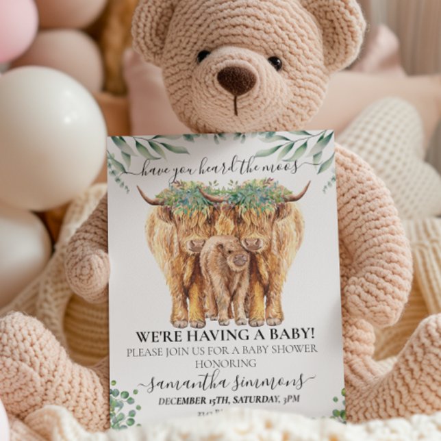 Highland Calf Baby Shower Eucalyptus Mor Inbjudningar (Skapare uppladdad)
