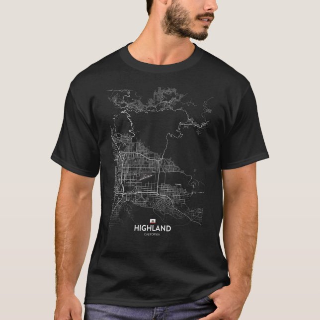 Highland california City karta Travel souvenir hom T Shirt (Framsida)