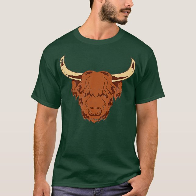 Highland Cattle Farming Farmer Gift Scottish Cow T Shirt (Framsida)