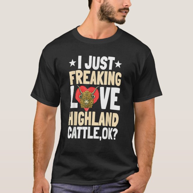 Highland Cattle Scottish Farmer Breeder Herder Cat T Shirt (Framsida)