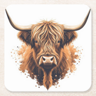 Highland Coo Coaster Underlägg Papper Kvadrat