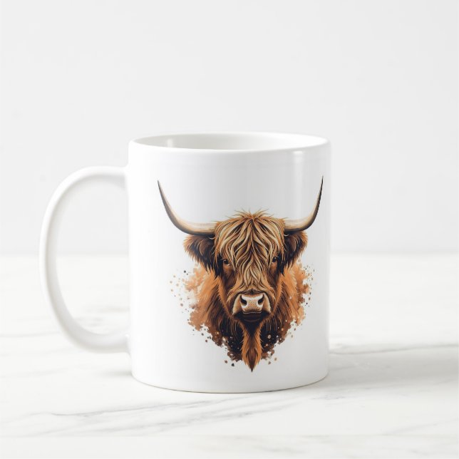 Highland Coo Greeting Card -  Kaffemugg (Vänster)