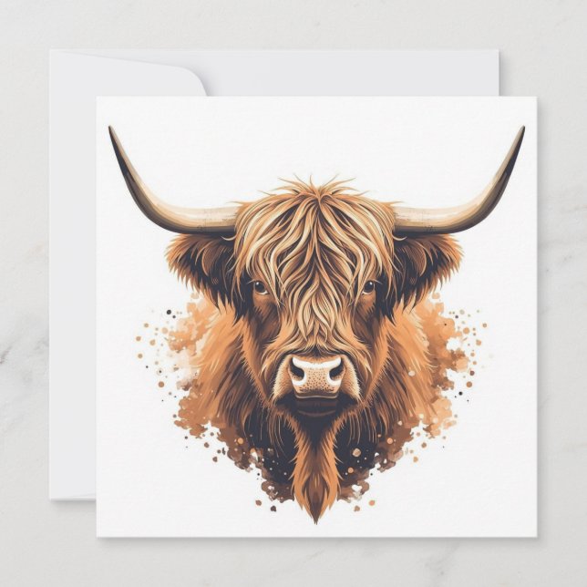 Highland Coo Greeting Card -  Kort (Framsida)