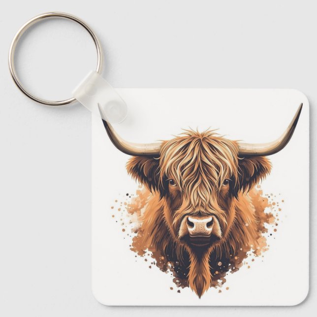 Highland Coo Keyring Nyckelring (Framsida)