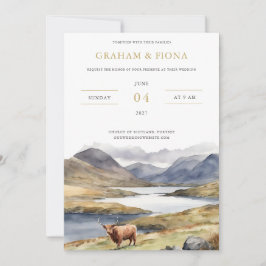 Highland Coo Watercolor Invitation Inbjudningar