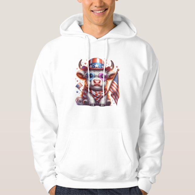 Highland Cow 4:e juli-publiceringsklipp-60643 Hoodie (Framsida)