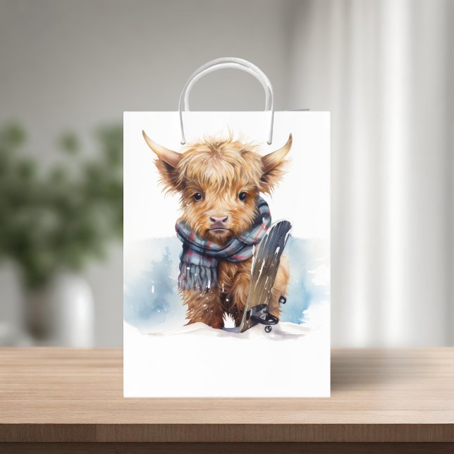 Highland Cow-abunga Gift Bag - White (Skapare uppladdad)