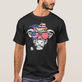 Highland Cow American Independence day 4:e juli T Shirt