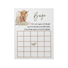 Highland Cow Baby Shower Bingo Game Boho Anteckningsblock