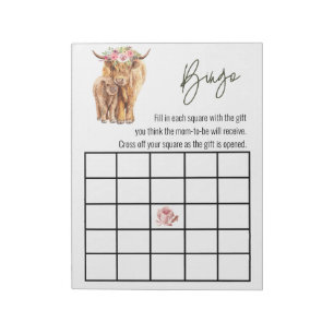  Highland Cow Baby Shower Bingo-spel  Anteckningsblock