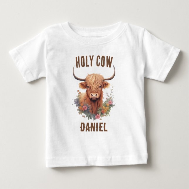 Highland Cow Birthday T Shirt (Framsida)