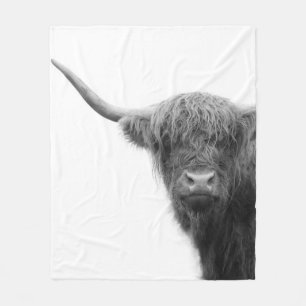 Highland Cow Black & White #4 Fleecefilt