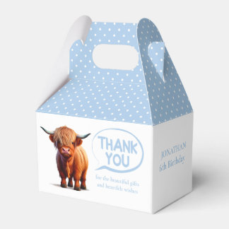 Highland Cow Blue Boy Favor Box Presentaskar