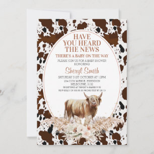 Highland Cow Boho Blommigt Baby Shower Inbjudningar