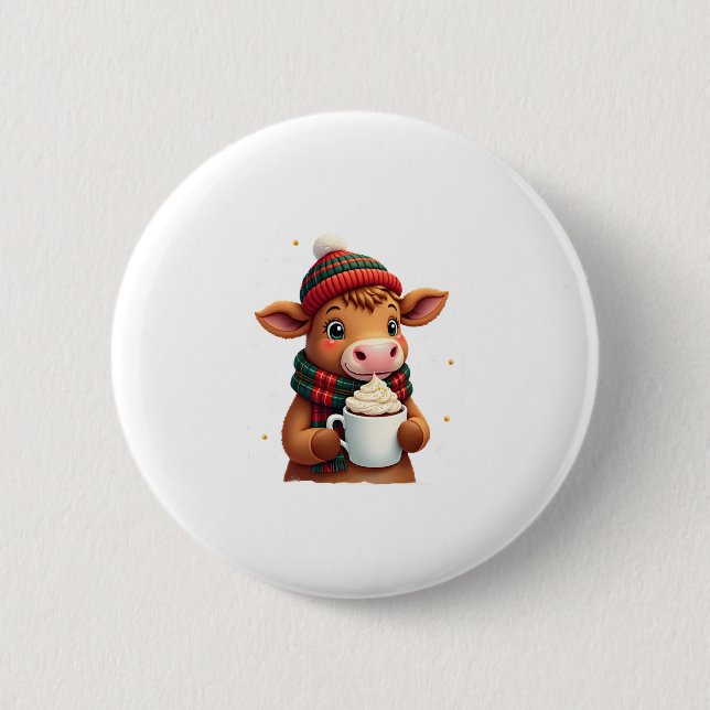 Highland Cow Brushstroke Christmas T-Shirt (4) Knapp (Framsida)