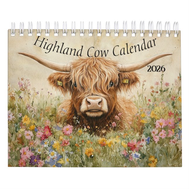 Highland Cow Calendar 2026 Kalender (Omslag)
