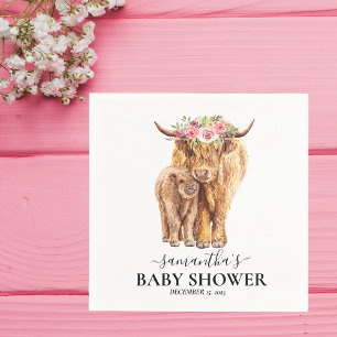 Highland Cow Calf Baby Shower på svenska Pappersservett
