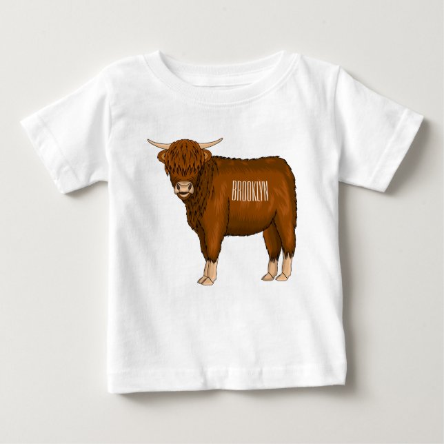 Highland cow cartoon illustration t shirt (Framsida)