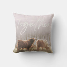 HIghland Cow Cattle Together Square Cushion Pillow