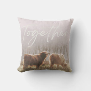 HIghland Cow Cattle Together Square Cushion Pillow Kudde