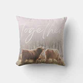 HIghland Cow Cattle Together Square Cushion Pillow Kudde