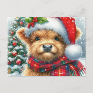Highland Cow Christmas Greetings Helg Vykort