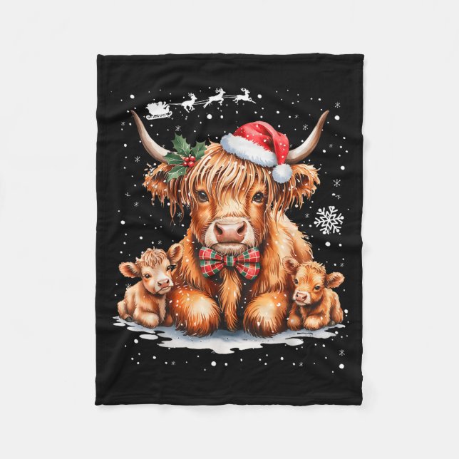 Highland Cow Christmas Outfit Idea Women Xmas High Fleecefilt (Framsidan)