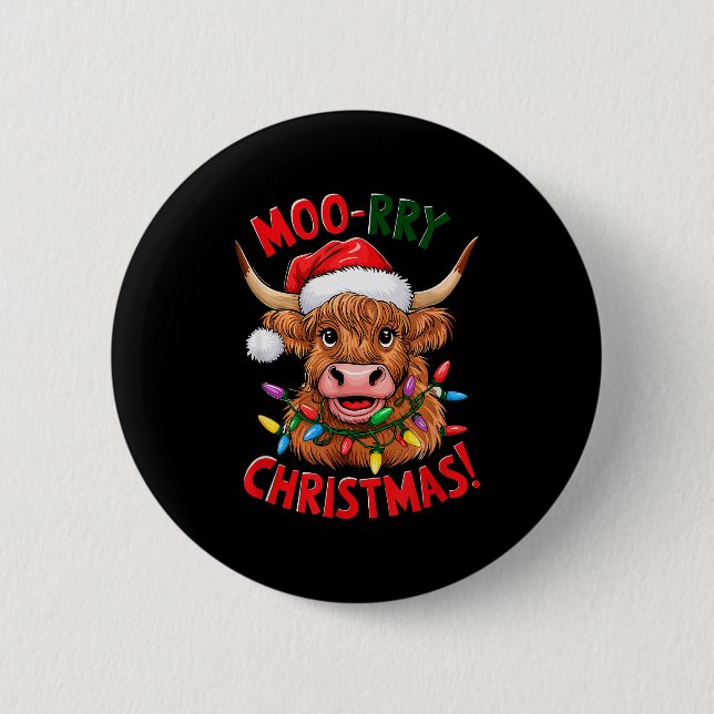 Highland Cow Christmas Pajama Moo Rry Cow Lover  Knapp (Framsida)