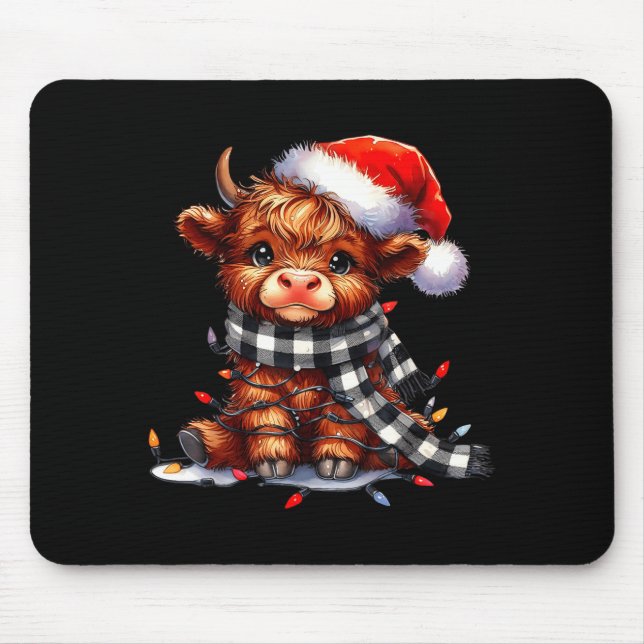 Highland Cow Christmas Santa Hat Mooey Xmas Heifer Musmatta (Framsidan)