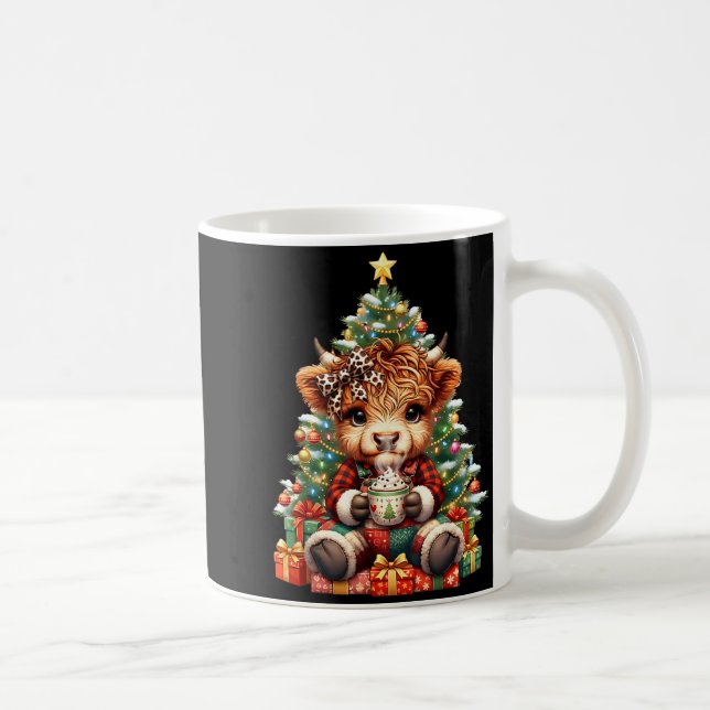 Highland Cow Christmas Tree Cute Heifer Cow Mooey  Kaffemugg (Höger)