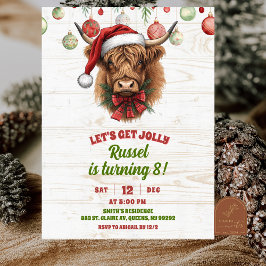 Highland cow christmas winter birthday invita inbjudningar