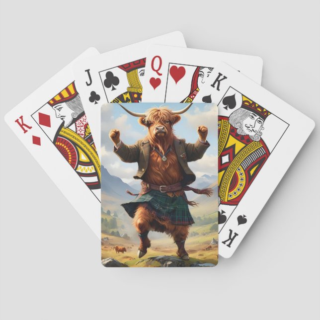 Highland Cow Dancing the Highland Fling. Casinokort (Baksidan)
