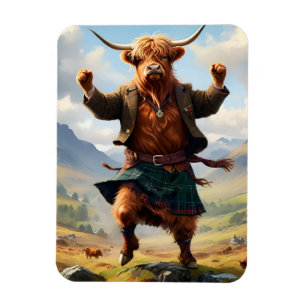 Highland Cow Dancing the Highland Fling. Magnet