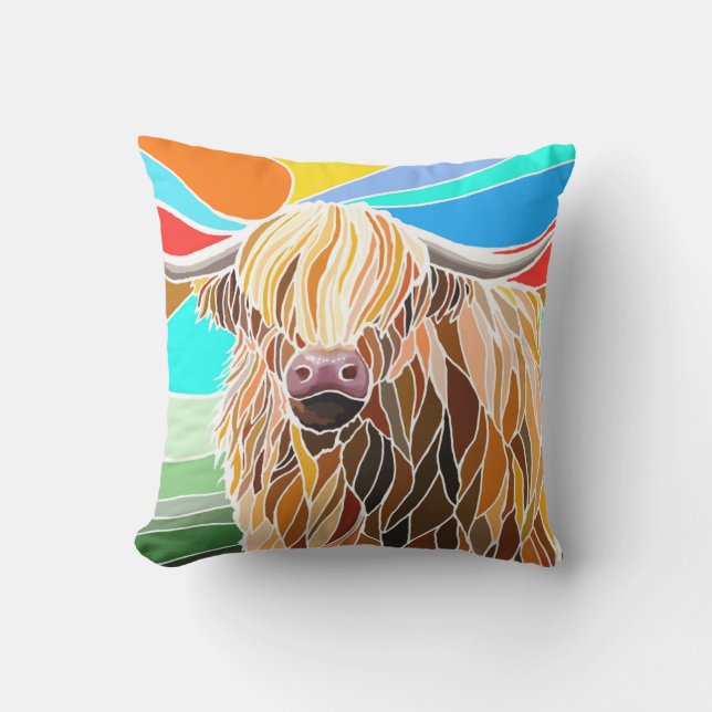 Highland Cow Dekorativ kudde (Framsida)