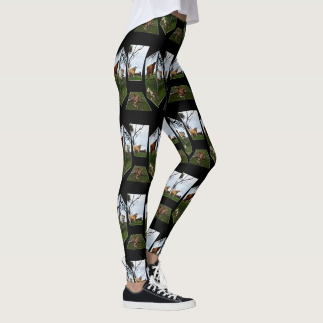 Highland Cow Dimensional Art, svart Leggings (Höger)