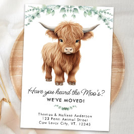 Highland Cow Eucalyptus Farm Ny adress Flytta Meddelande