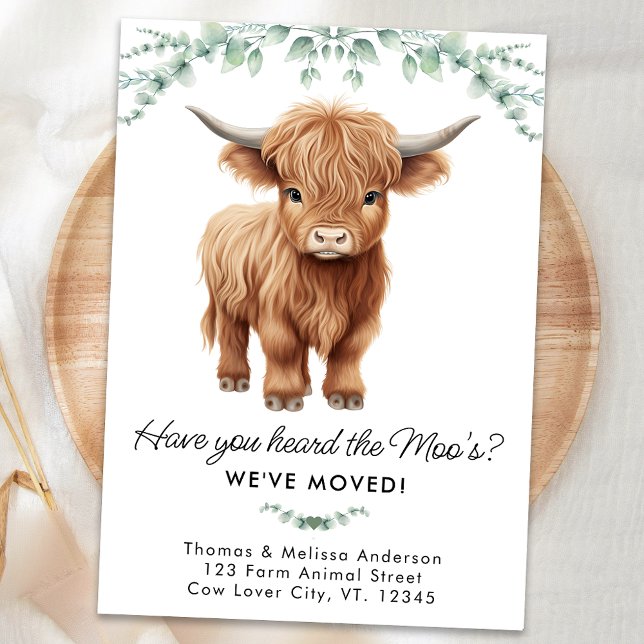 Highland Cow Eucalyptus Farm Ny adress Flytta Meddelande (Skapare uppladdad)