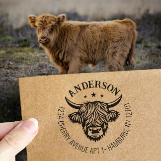 Highland Cow Family Return Address Stämpel