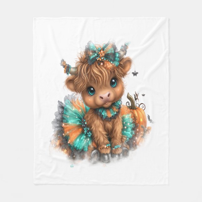 Highland Cow Farm Halloween Fleecefilt (Framsidan)