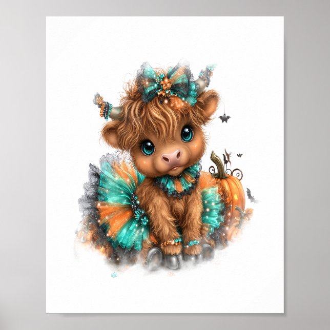Highland Cow Farm Halloween Poster (Framsidan)