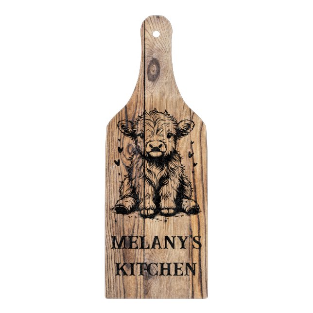 Highland Cow Faux Wood Design (Framsidan)