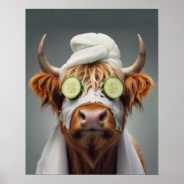 Highland Cow Funny Fnic Ansikte Mask Bathroom Poster