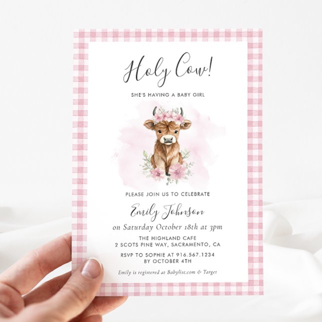 Highland Cow Girl Baby Shower Invitation Inbjudningar (Skapare uppladdad)