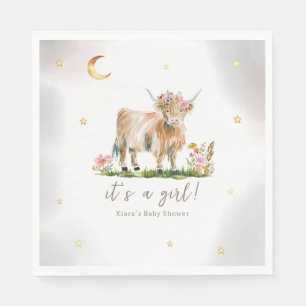 Highland Cow Girl Baby Shower Pappersservett