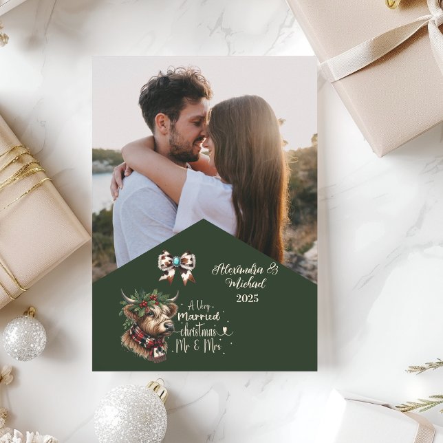 Highland Cow God jul Mrs. och Photo Julkort (Skapare uppladdad)