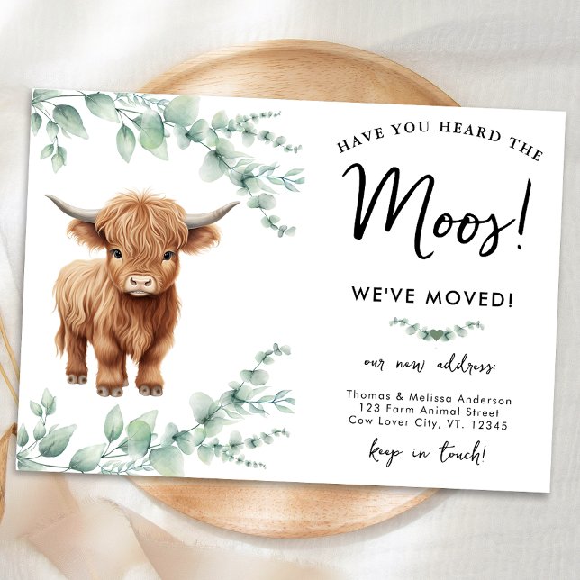 Highland Cow Greenery Farm Ny adress Flytta Meddelande (Skapare uppladdad)