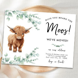Highland Cow Greenery Farm Ny adress Flytta Meddelande Vykort