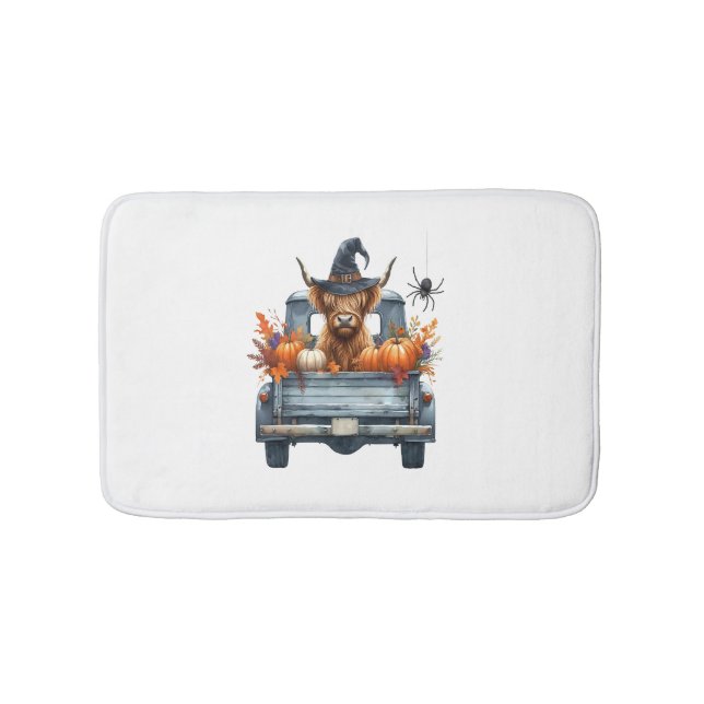Highland Cow Halloween Fall Badrumsmatta (Framsidan)
