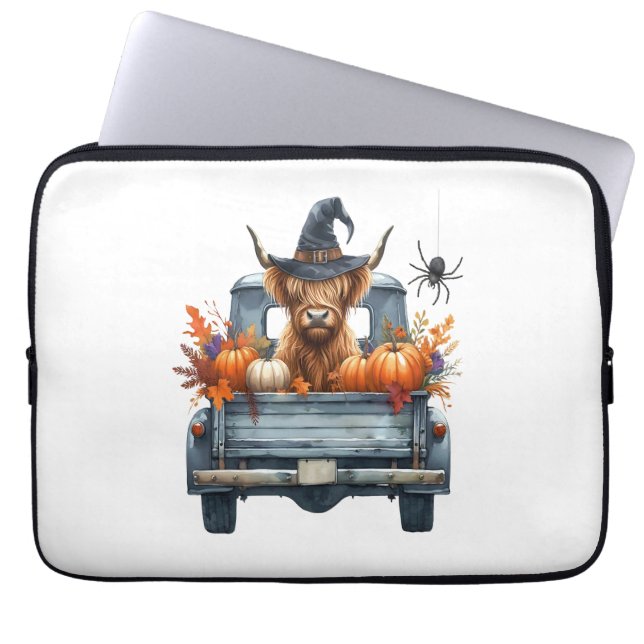 Highland Cow Halloween Fall Laptop Fodral (Framsidan)